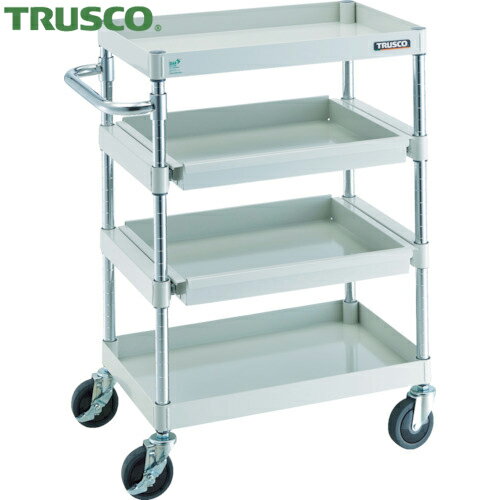 TRUSCO(トラスコ) ツールワゴン フェニックスワゴン 省音 600X400 4段 スライド2段付 ヤンググリーン (1台) 品番：PEW-962M2-YG