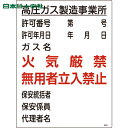 日本緑十字 安全標識 高圧ガス関係標識 高圧ガス製造事業所・火気厳禁・無用者 高303 600×450 (1枚) 品番:039303