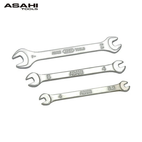 ASH 旭金属工業 日本製 プロ用 六角ボルト ナットの締結 マイクロ両口スパナ 3.2mm×4mm (1丁) 品番：SMC0304