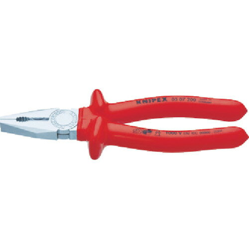KNIPEX クニペックス 絶縁ペンチ 1000V絶縁 ディップコートハンドル 180mm (1丁) 品番:0307-180