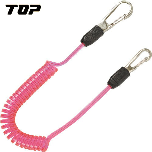 TOP トップ工業 安全ロープ コンパクトセーフティコードHisqare 蛍光ピンク 最大長さ1300/自然長380mm (1本) 品番：SFC-412SP