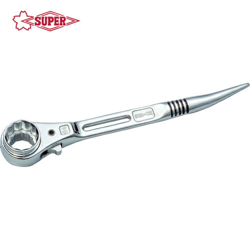 SUPERTOOL スーパーツール 総ミガキ 薄型両口ラチェットレンチ スライド穴付 呼び：19×24 全長：240mm (1丁) 品番：SRB1924RZ