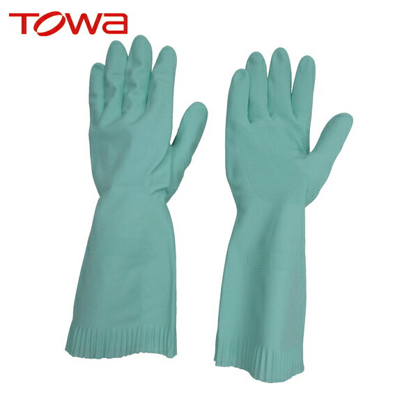 東和 トワロン 作業手袋 天然ゴム手袋 トワローブ天然ゴムあつ手 グリーン L (1双) 品番：200-G-L