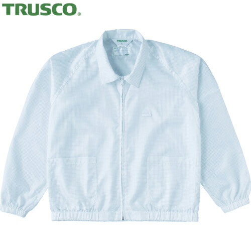 TRUSCO(トラスコ) 制電糸グリッド仕様ジャケット(衿付) ホワイト LL (1着) 品番：TCLGJ-W-LL