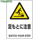 トラスコ TRUSCO 多言語標識 2ケ国語 JIS規格安全標識 足もとに注意 (1枚) 品番:T802-421