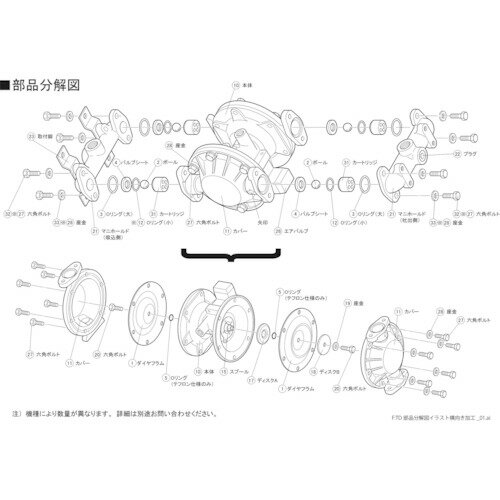 TAIYO ダイヤフラムポンプTD2-25AN用メンテナンスパーツ サービスキット (1個) 品番：TD2/25ANSKT その1