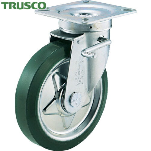 トラスコ TRUSCO プレス製ウレタンキャスター 自在ダブルストッパー付 Φ100mm (1個) 