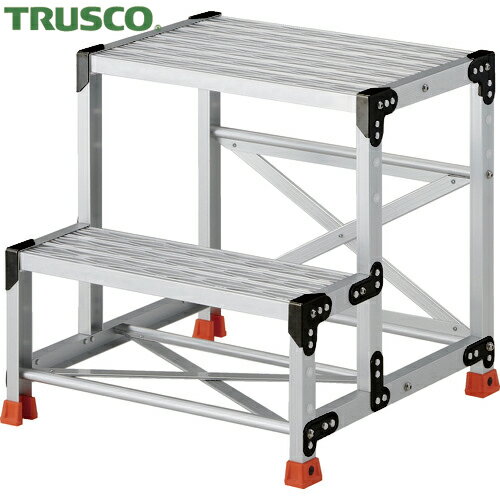 トラスコ TRUSCO 作業用踏台 アルミ製・グレーチング仕様 SUS金具 2段 高さ0.6m 天板600×400 (1台) 品..