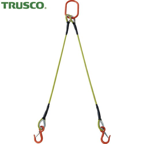 TRUSCO(トラスコ) 2本吊玉掛ワイヤーロープスリング(カラー被覆付)アルミロックタイプ 黄透明1M 収縮カバー付 (1S) 品番：TWSP2P9S1WT