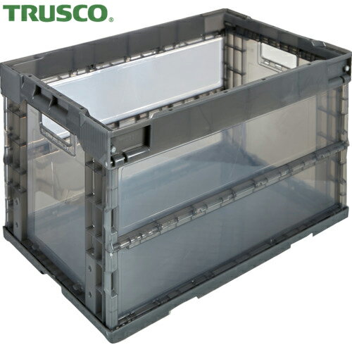 トラスコ TRUSCO オリコン α折りたたみコンテナ 50L 透明ブラック (1個) 品番：TR-S50TMBK