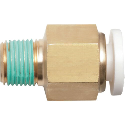 潤工社 ワンタッチ継手Wシリーズ ニップル 6mm PT3/8 (1個) 品番：WN-06-03