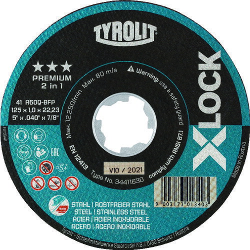 TYROLIT エックスロック切断砥石 プレミアムタイプ (1枚) 品番：34411632