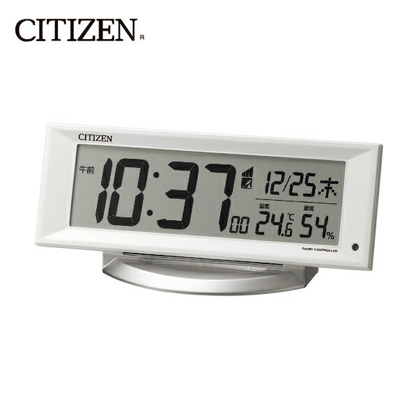 シチズン 電波 目覚まし時計 温湿度計付き 暗所自動点灯機能 白 (1個) 品番：8RZ202-003