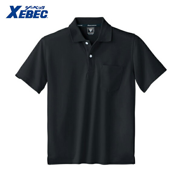 XEBEC ジーベック 作業服 シャツ 半袖ポロシャツ6030-90-S 黒 (1着) 品番：6030-90-S