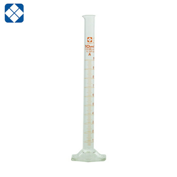 特長 ●液体の体積を測定するための目盛の付いた細長い円筒容器です。 ●注ぎ口があり、液体を測りとるのに用いられます。 ●目盛は受入体積（入っている体積）を表し、受用（入用）を意味するTCを表示しています。（TC：To Contain の略）・目盛は20℃の水を測定したときの体積を表します。 ●JIS規格（R3505）クラスAの「体積の許容誤差」より高精度です。 用途 ●液体の体積を測定するガラス製実験器具として。 仕様 ●容量(ml)：10 ●目盛間隔(ml)：0.1 ●外径(mm)：13.1 ●高さ(mm)：180 ●許容誤差±0.05mL 仕様2 ●JIS R3505　クラスA以上の高精度 材質／仕上 ●ほうけい酸ガラス 原産国（名称） ●台湾 質量 ●33g