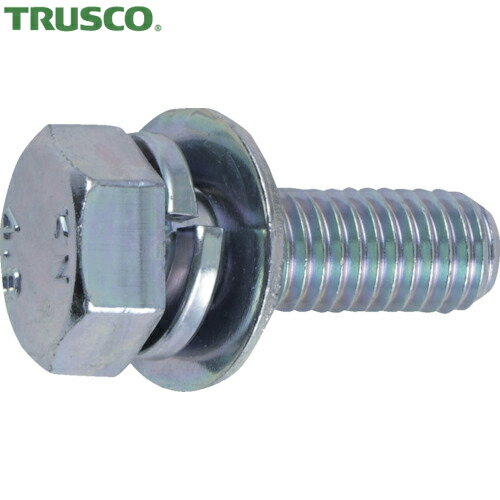 TRUSCO(トラスコ) 座金組込六角ボルト トリーマ 三価白 サイズM10×40 4本入 (1Pk) 品番：B716-1040