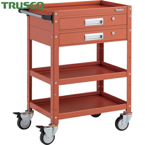 トラスコ TRUSCO ツールワゴン バーディワゴン 600X400 引出2段付 ウレタン車輪 オレンジ (1台) 品番：..