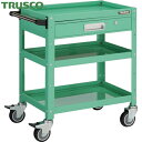 トラスコ TRUSCO ツールワゴン バーディワゴン 600×400 引出付 ウレタン車輪 ヤンググリーン (1台) 品番:BDW-763VU-YG