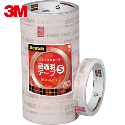 3M(スリーエム) スコッチ 超透明テープS 18mmX35m 10巻入シュリンクパック (1Pk) 品番：BK-18N