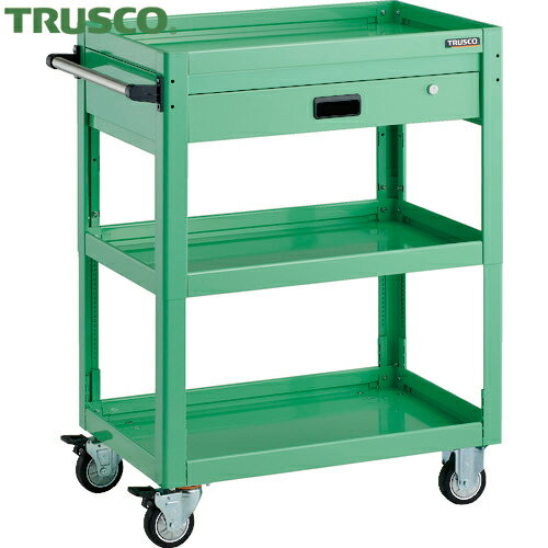 トラスコ TRUSCO ツールワゴン ドルフィン 高さ調節式 750X500 1段引出 ヤンググリーン ウレタン車輪 (..