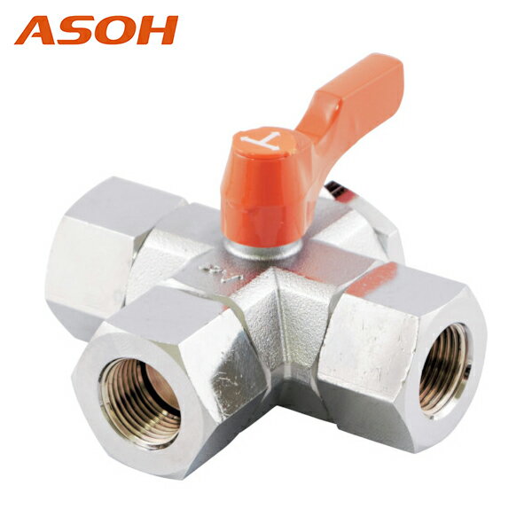 ASOH(アソー) 内×内ネジ型(Tポート)(RoHS指令相当品) 三方 PT1/4 (1個) 品番：BX-1222R-O2