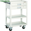 トラスコ TRUSCO ツールワゴン イーグルワゴン 600X400 引出2段付 4輪自在 ホワイト (1台) 品番:EGW-963V2J-W