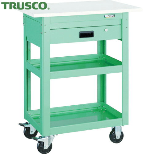 トラスコ TRUSCO ツールワゴン ドルフィン 天板付 900X600 1段引出 ヤンググリーン (1台) 品番：DLWS-9..