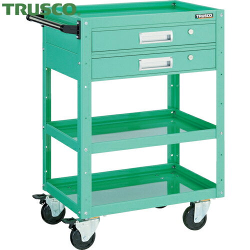 トラスコ TRUSCO ツールワゴン イーグルワゴン 600X400 引出付 4輪自在 ヤンググリーン (1台) 品番：EGW-963V2J-YG