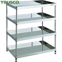 トラスコ TRUSCO ステンレスワゴン 304クリーンフェニックス ラック型 900X600 4段 (1台) 品番:CPE3-R1294