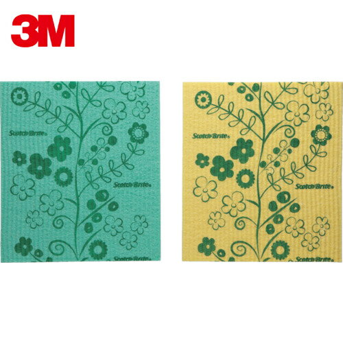 3M(スリーエム) スコッチ・ブライト セルロースクロス デザインシリーズ ミント・イエロー各1枚入 (1Pk) 品番：CCL-D3