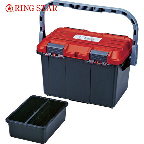 リングスター 樹脂製工具箱 ドカットD-4500レッド/ブラック (1個) 品番：D-4500-R/BK