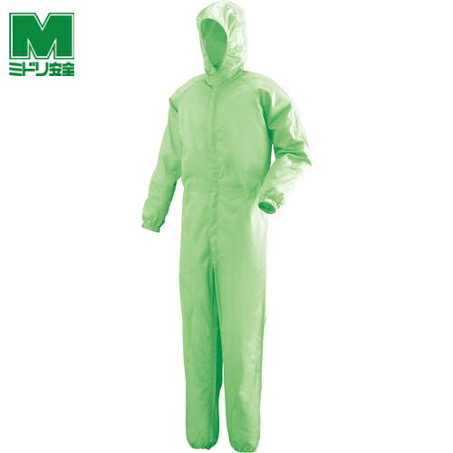 ミドリ安全 フード一体型クリーンウェア グリーン LL (1着) 品番：C1351G-LL