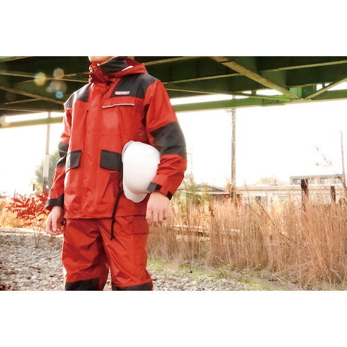カジメイク 雨具 合羽 カッパ レインスーツ 仕事合羽 オーロラレッド 3L (1着) 品番:KM001-81-3L