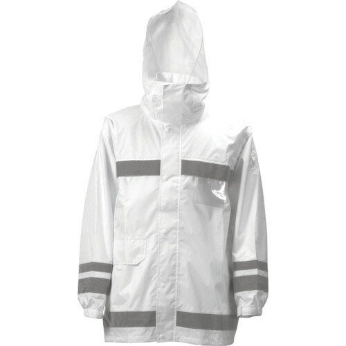カジメイク 雨具 合羽 カッパ 視認性レインスーツ ホワイト L (1着) 品番：3810-01-L