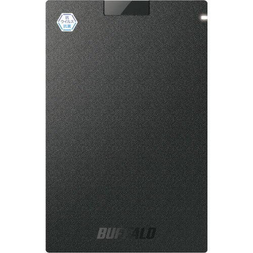バッファロー BUFFALO 抗ウイルス・抗菌ポータブルSSD USB3.2(Gen1) Type-A 1TB ブラック (1個) 品番:SSD-PGVB1.0U3-B