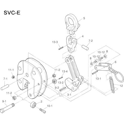 SUPERTOOL スーパーツール 立吊クランプ（SVC−E）用カム支持ピンセット (1S) 品番：SVK1.5E