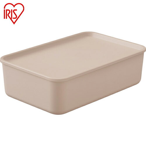 アイリスオーヤマ 収納ケース フタ付き 積み重ねBOX 13.1L FTB-45 ピンクベージュ (1個) 品番：FTB-45-PB