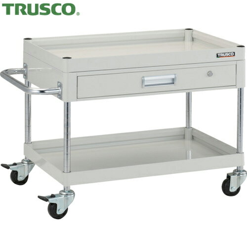 トラスコ ファルコンワゴン750X500 1段浅引出付 ゴム車輪 W色 (1台) FAW-672Z-W