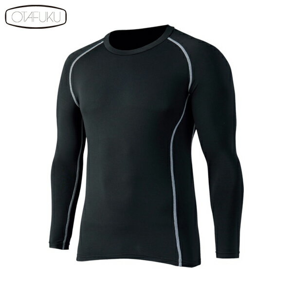 おたふく BTパワーストレッチ クルーネックシャツ ブラック L (1着) 品番：JW-174-BK-L