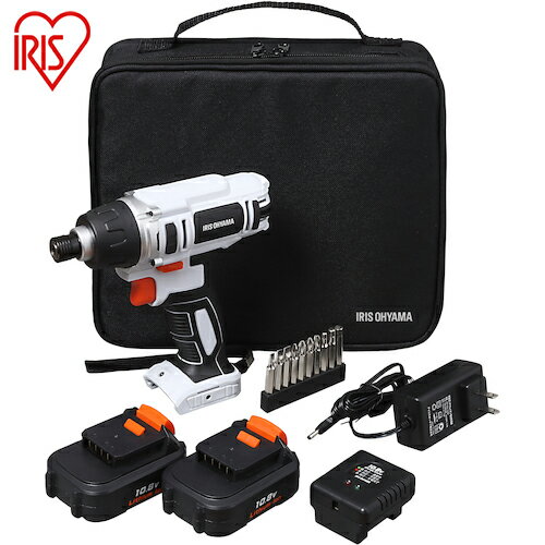 アイリスオーヤマ IRIS 100940 充電式インパクトドライバ ソフトケース付き バッテリー2個セット (1台) 品番：JID80-C