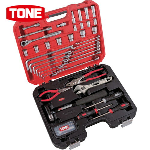TONE トネ 整備用工具セット コンビネーションツールセット レッド/ブラック 63点セット (1S) 品番：K600