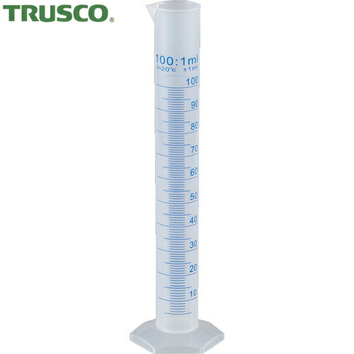 TRUSCO(トラスコ) メスシリンダー 100ml 青目盛付 PP製 (1個) 品番：MS100