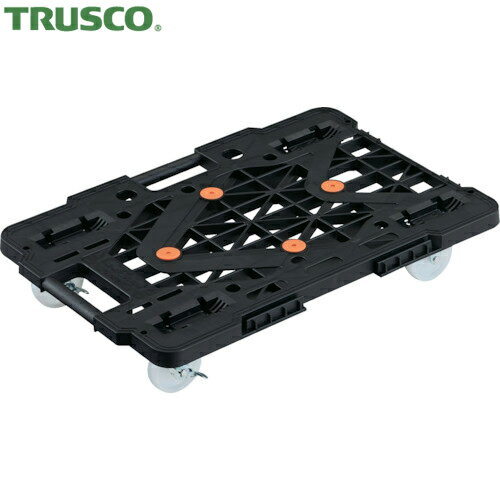 トラスコ 平台車 TRUSCO 樹脂製平台車 連結式ルートバン メッシュタイプ 615×415 ナイロン車輪 自在側ストッパー付 黒 (1台) 品番：MPK-600NS-BK