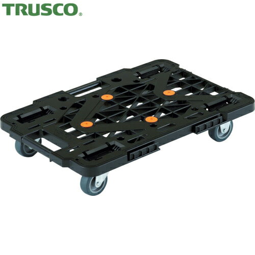 【動画あり】 TRUSCO(トラスコ) 樹脂製平台車 ルートバンメッシュタイプ 615X415 黒 (1台) 品番：MPK-600-BK