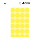 3M スリーエム エーワン カラーラベル 丸型 20mmΦ 黄 (14枚入) (1Pk) 品番:07044