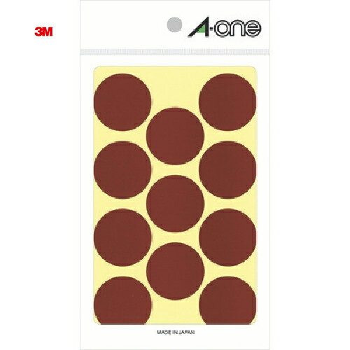 3M スリーエム エーワン カラーラベル 丸型 30mmΦ 茶 （14枚入） (1Pk) 品番：07237