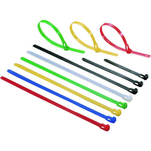 ヘラマンタイトン TYTON リピートタイ 幅7.4X長さ250mm 100本入 屋内用 黄 (1袋) 品番：RF250-YLW