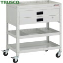 トラスコ TRUSCO ツールワゴン ラビットワゴン 700X450XH810 2段引出 仕切板2段付 ゴム車輪 ホワイト (1台) 品番:RBW-873S2X...