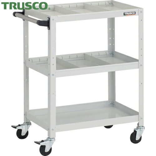 トラスコ TRUSCO ツールワゴン ラビットワゴン 600X400XH810 3段 仕切板2段付 ハンドル付 ゴム車輪 ホ..