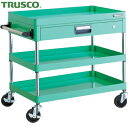 トラスコ フェニックスワゴン 省音 750X500 薄型1段引出付 YG色 (1台) PEW-773Z-YG